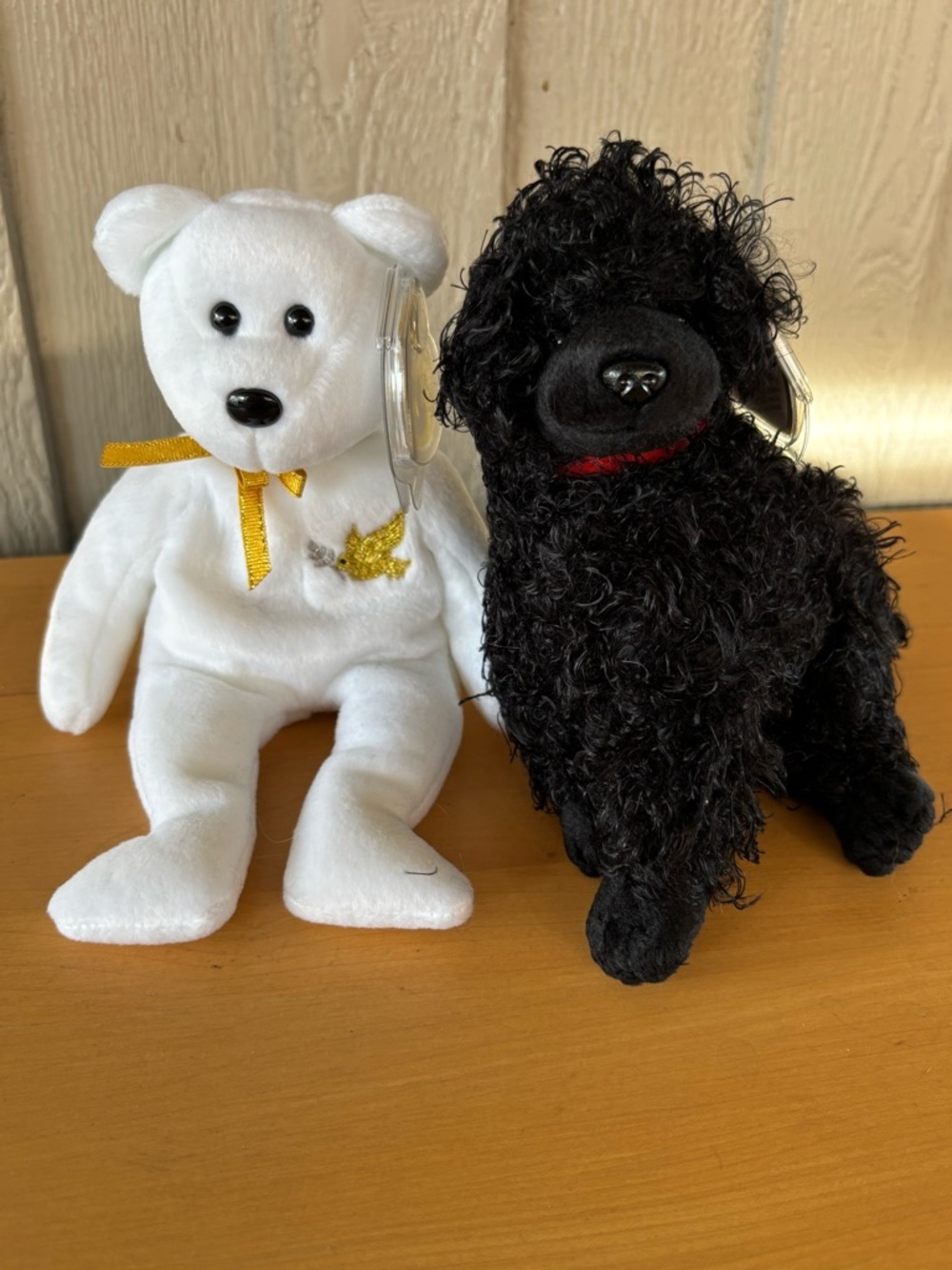 Ty Beanie Babies, White Bear and Black Poodle Plush Set